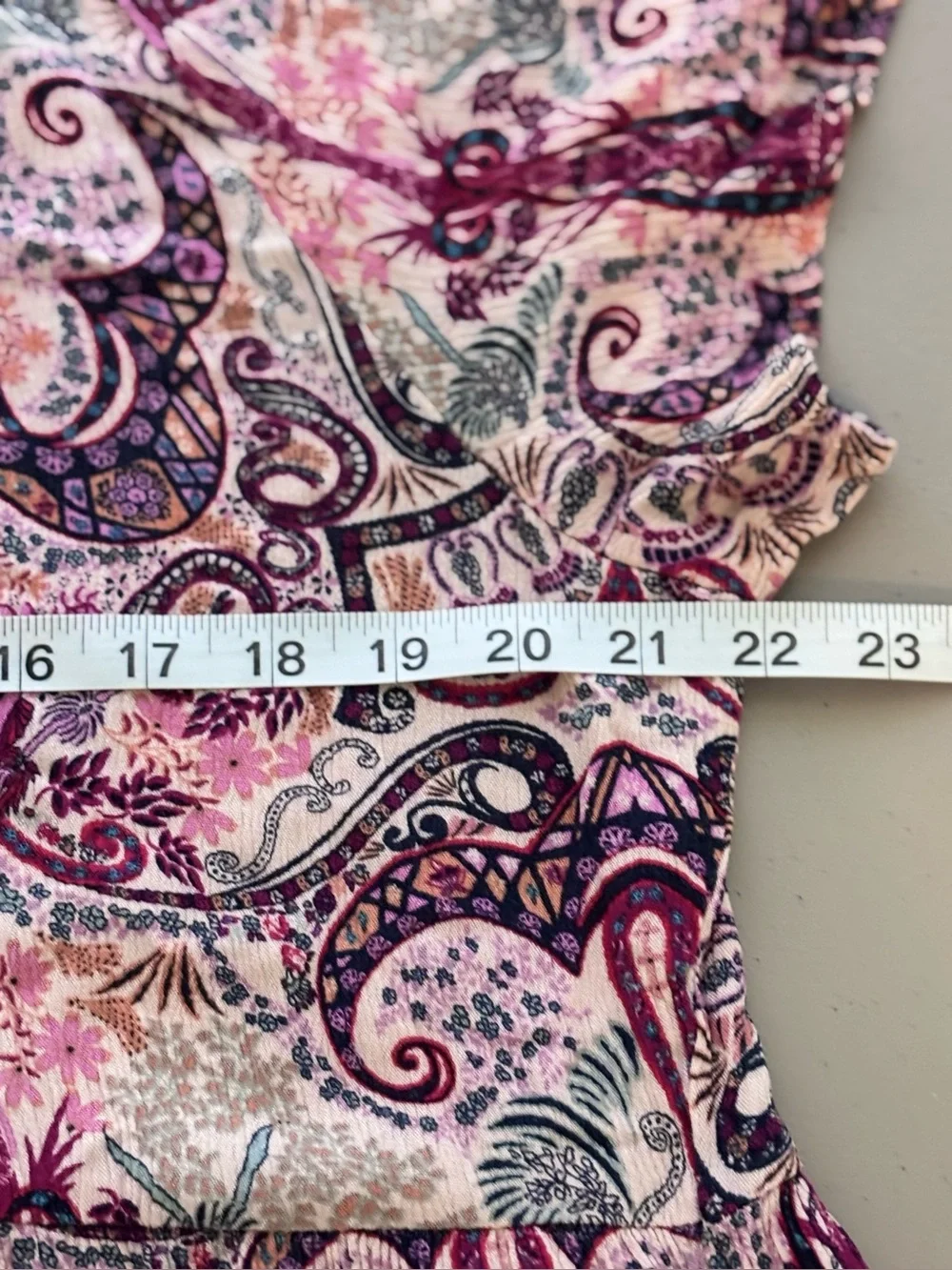 Knox Rose Paisley Babydoll Dress XXL Purple Red Multi Tiered Mini Boho pockets - Picture 10 of 11